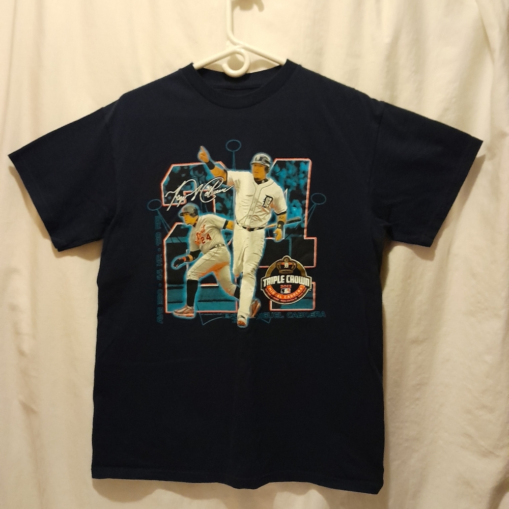 - Miguel Cabrera - Detroit Tigers- Triple Crown 2012 Dark Blue Men's Size …